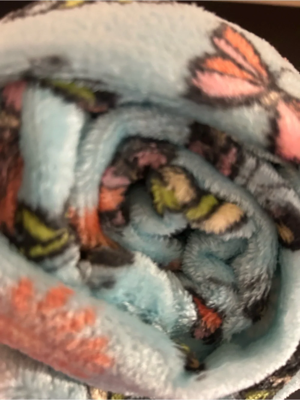 Plush Floral Print Home Blanket in Light Blue